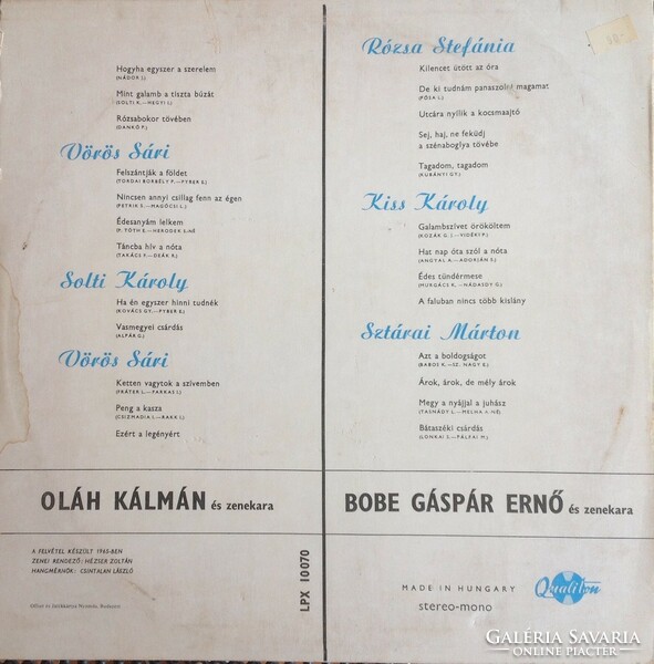 Hungarian sheet music vinyl vinyl