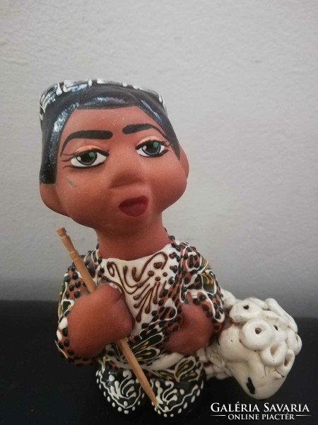 Old Uzbek ceramic boy with lamb