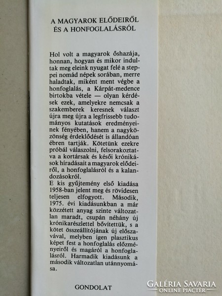 A magyarok elődeiről és a honfoglalásról 1986