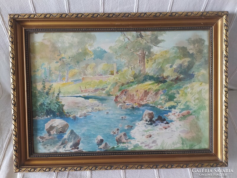 Uherkovich -stream bank, in original glazed frame, signed, flawless, 44 x 32 cm