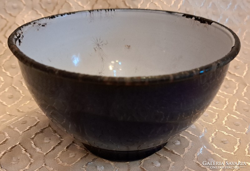 Antik zománcos fém tálka, Weiss Manfréd leveses tányér (M3998)