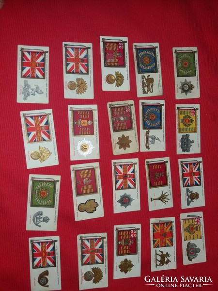 Antik 1930 gyűjthető KENSITAS cigaretta reklámkártyák Katonai zászlók jelvények egyben 16
