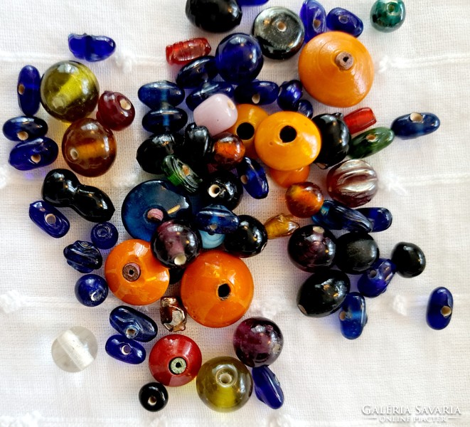 Large package of handmade Indian mistletoe, glass beads, mineral beads for jewelry making.