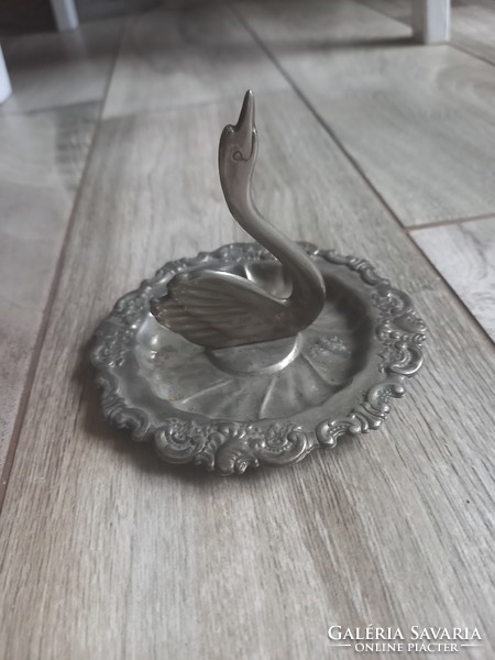 Gorgeous old silver-plated ring holder bowl (swan shape)