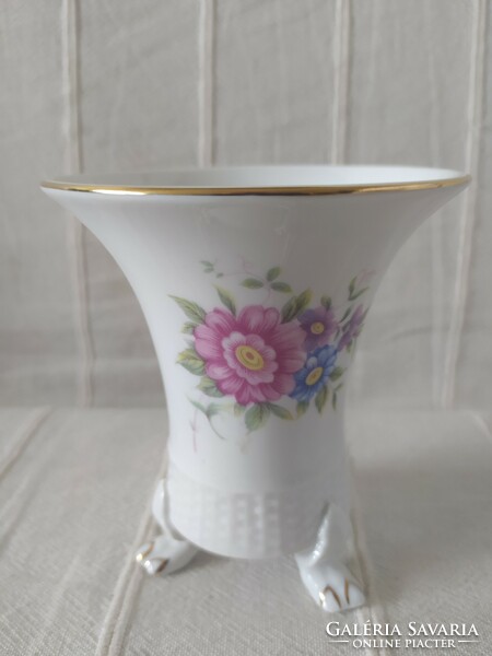 Hollóházi: nailed vase with a dove pattern, flawlessly marked, 12 cm