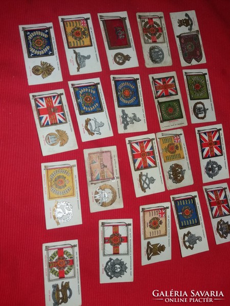 Antik 1930 gyűjthető KENSITAS cigaretta reklámkártyák Katonai zászlók jelvények egyben 16
