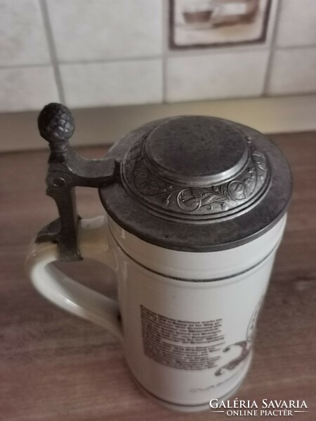 Zinn rastal beer mug with lid