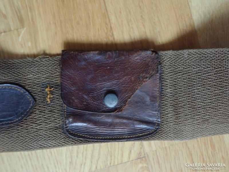 Canvas belt with small leather bag