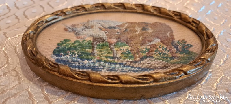 Needle tapestry miniature picture, rare bocis picture (m4006)