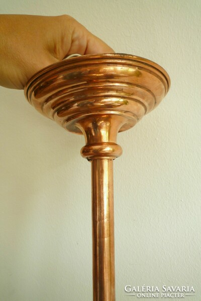 French art deco copper and glass small chandelier ceiling lamp pendant 20s