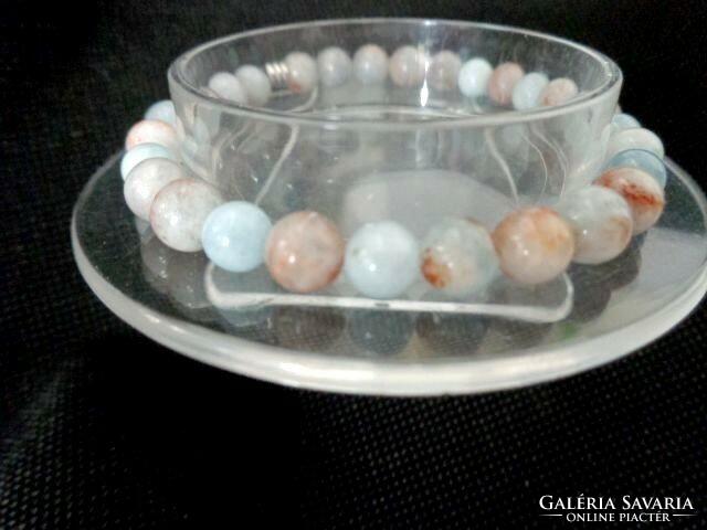 Aquamarine multicolored ball mineral bracelet