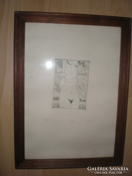 János Kass, nude, etching, very rare etching! !