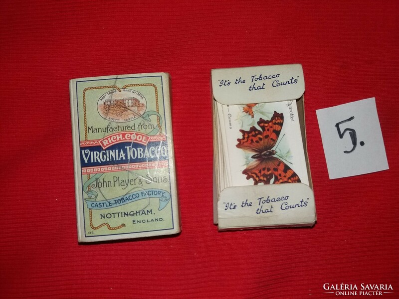 Antik 1930 gyűjthető PLAYERS NAVY CUT cigaretta reklámkártyák LEPKÉK Pillangók egyben 5.