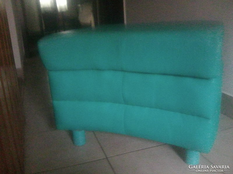 Extravagant design - turquoise leather convertible sofa, 2 pcs. It puffs