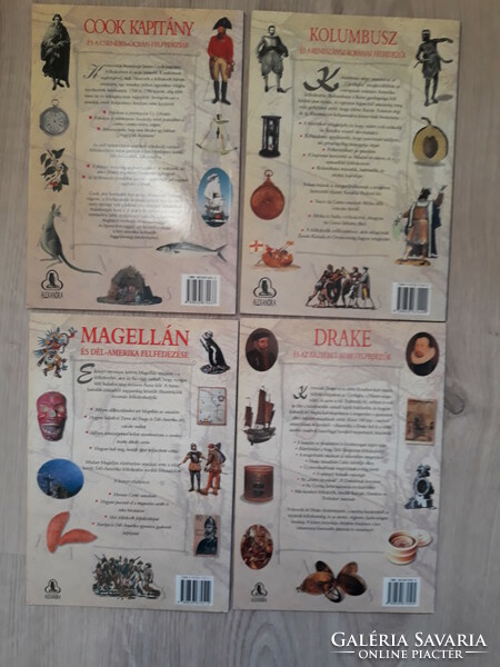 Nagy felfedezők könyvsorozat: Kolumbusz + Magellán + Drake + Cook kapitány