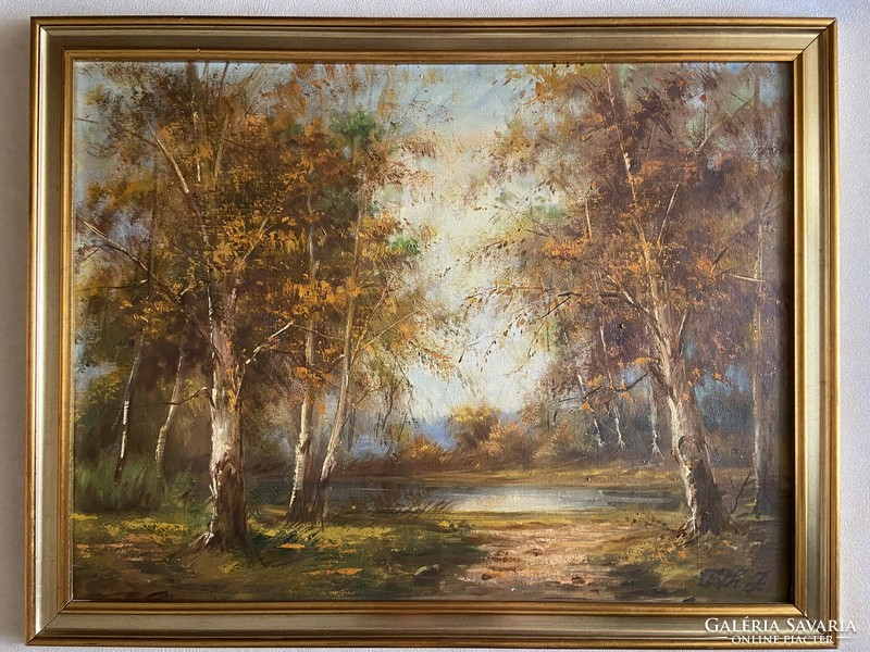 Tóth János őszi tájat ábrázoló festménye