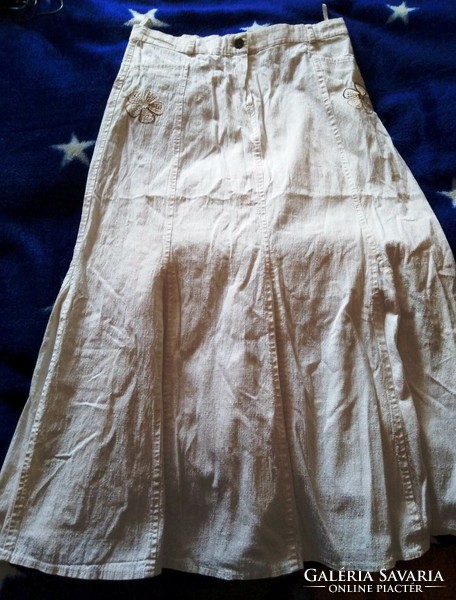 White bottom, denim-like stretch fabric for sale from wardrobe arrangement