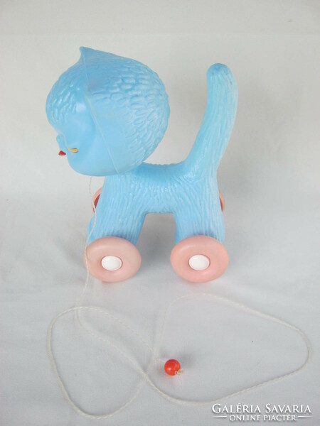 DMSZ retró trafikáru műanyag húzogatós játék kék macska