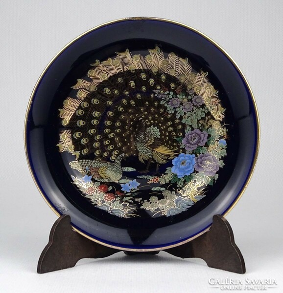 1N720 Aranyozott pávadíszes kobaltkék porcelán tányér SOGALUX JAPAN 12.5 cm