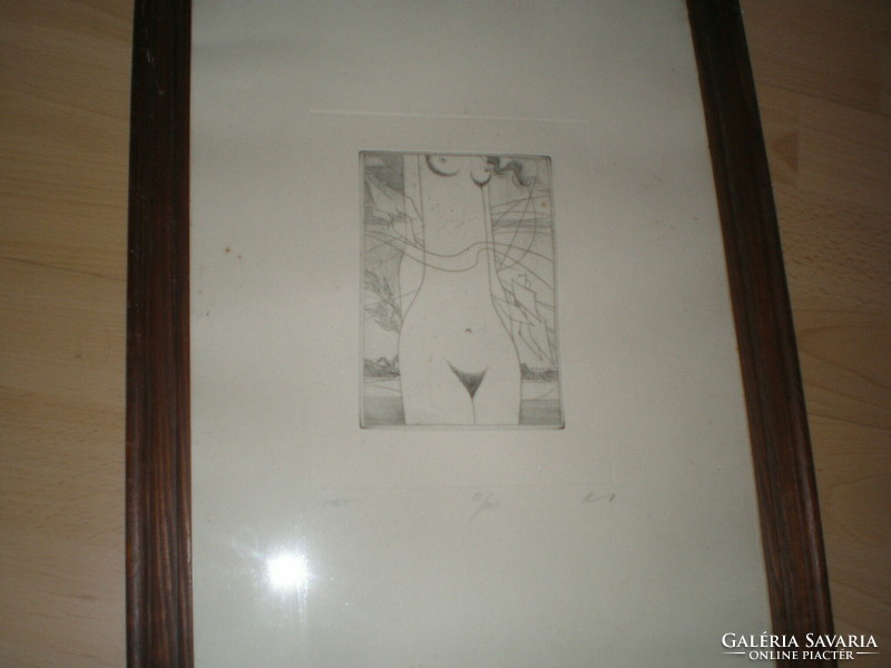 János Kass, nude, etching, very rare etching! !