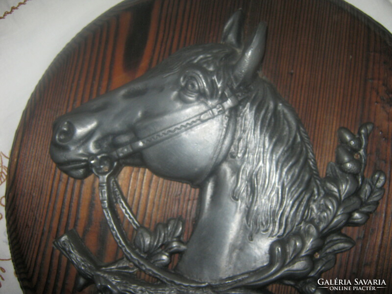 Pewter horse head relief wall picture