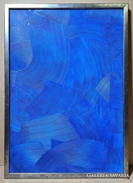 Pino Fortuna: Kék absztrakt - kortárs modern festmény, olasz művész