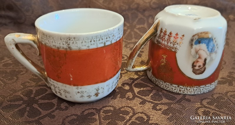 Antik kávés kanna és két csésze (M4004)