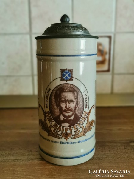 Zinn rastal beer mug with lid