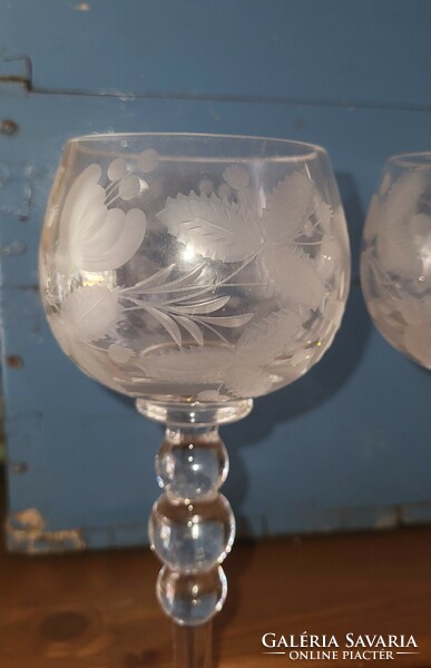 2 large polished champagne crystal glasses, stemmed, wedding, 23 cm high