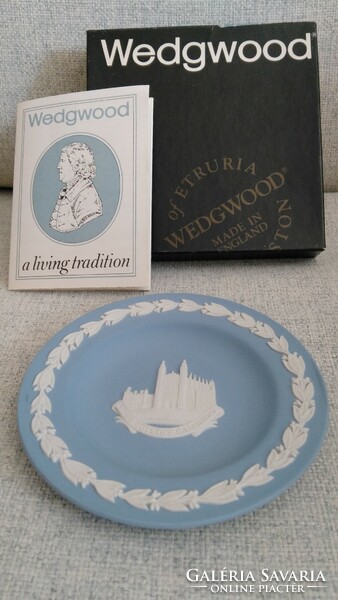 Szép jelzett angol "Wedgwood kék" asztalközép tál tálka tányér -„King's College Cambridge”