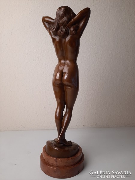 Gyula Maugsch: nude bronze statue on a marble base