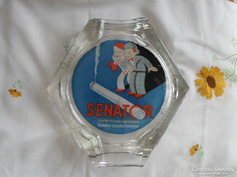 Vintage, art deco money bowl / ashtray: senator cellofilter (advertisement, György Adler, 1930)