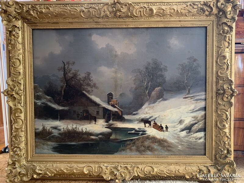Unknown Austrian painter's winter landscape.