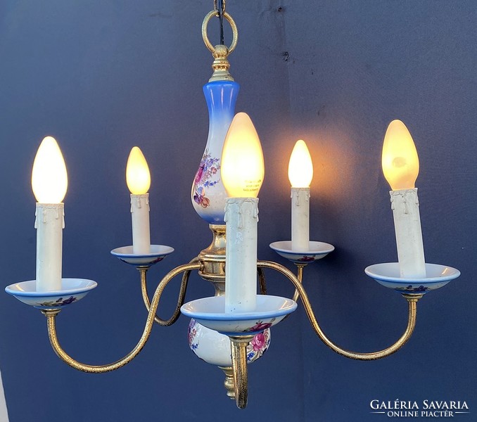 Blue majolica, chandelier.