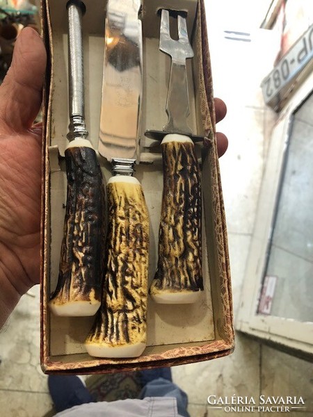 Knife set with bone handle, excellent for hunters, 26 cm.