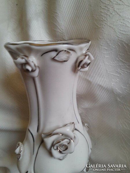 Embossed rose decorated vase