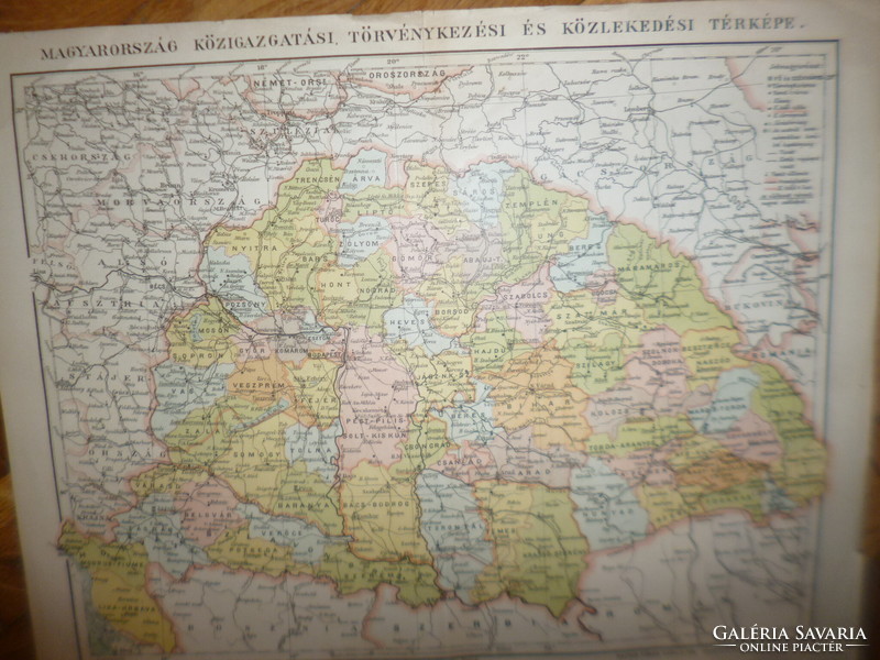 Régi térkép nagy magyarország közigazgatási törvénykezési közlekedési térképe