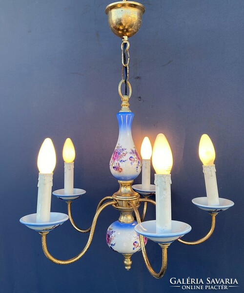 Blue majolica, chandelier.