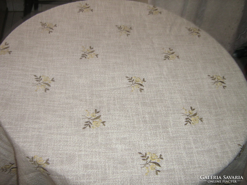 Beautiful beige floral elegant woven tablecloth