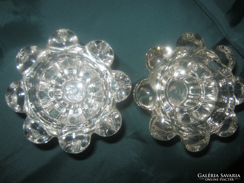 Reims France vintage French ice glass candle holder pair