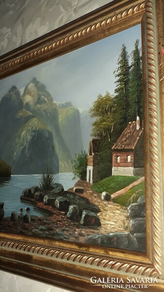 Landscape with a nice wide wooden frame 51x41