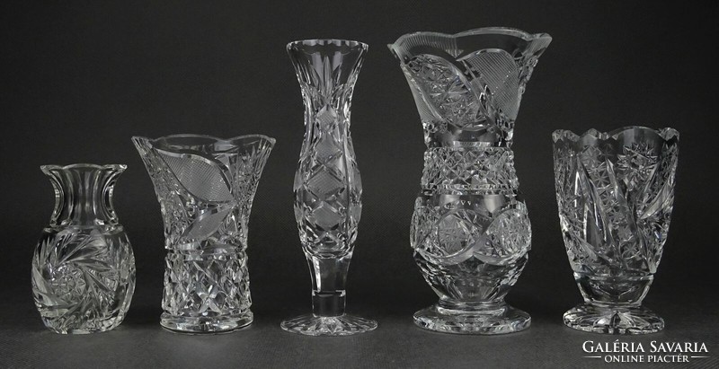 1N744 Hibátlan kisméretű kristály váza gyűjtemény 5 darab