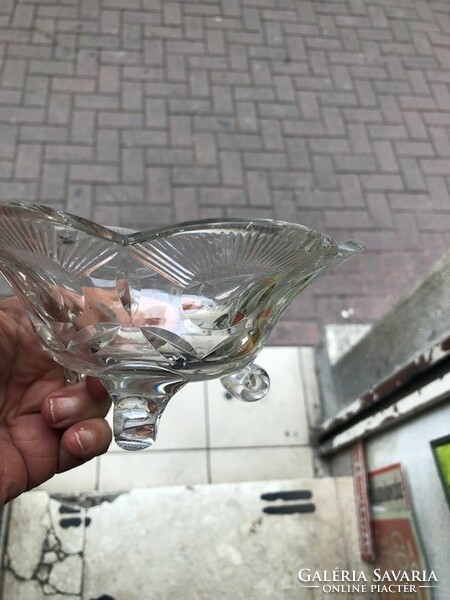 Art deco üveg asztalközép, kináló, 14 cm-es nagyságú.