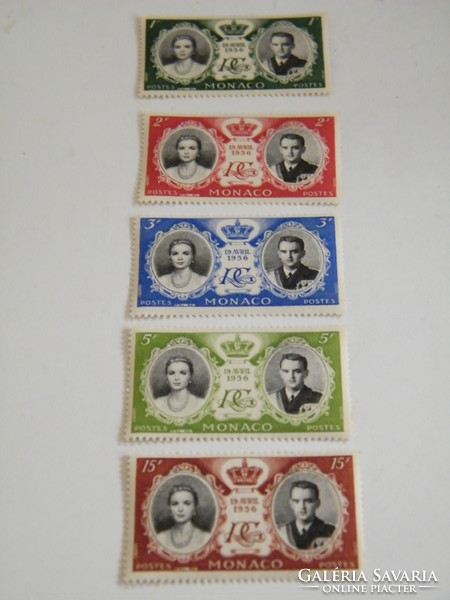 Monaco, 5-piece stamp series 1956 princely wedding (iii. Rainier and grace kelly)