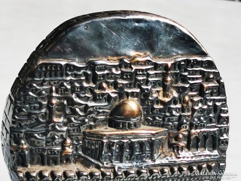 Jerusalem skyline, Israeli silver-plated plaque