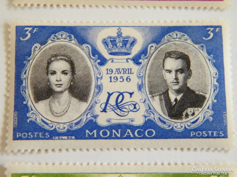 Monacoi, 5 db-ból álló bélyeg sorozat 1956 hercegi esküvő (III. Rainier és Grace Kelly)