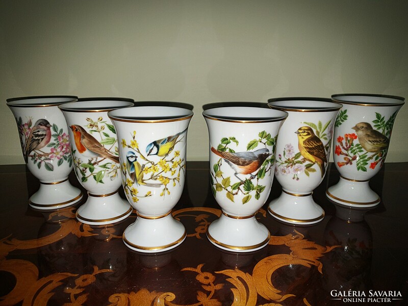 Rothschild painted Franklin de Paris porcelain goblet glass 6 pcs