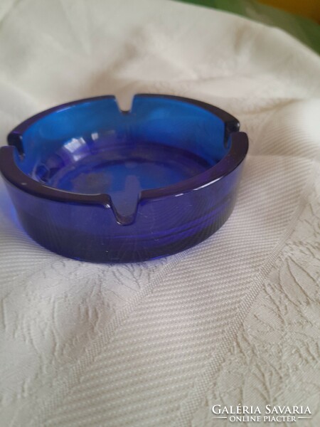 Blue glass ashtray