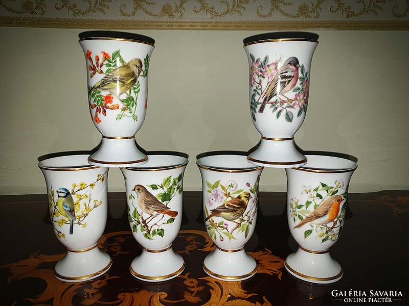 Rothschild painted Franklin de Paris porcelain goblet glass 6 pcs