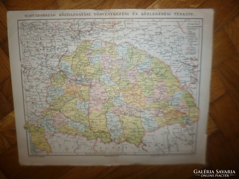 Old map administrative legislation traffic map of Great Hungary